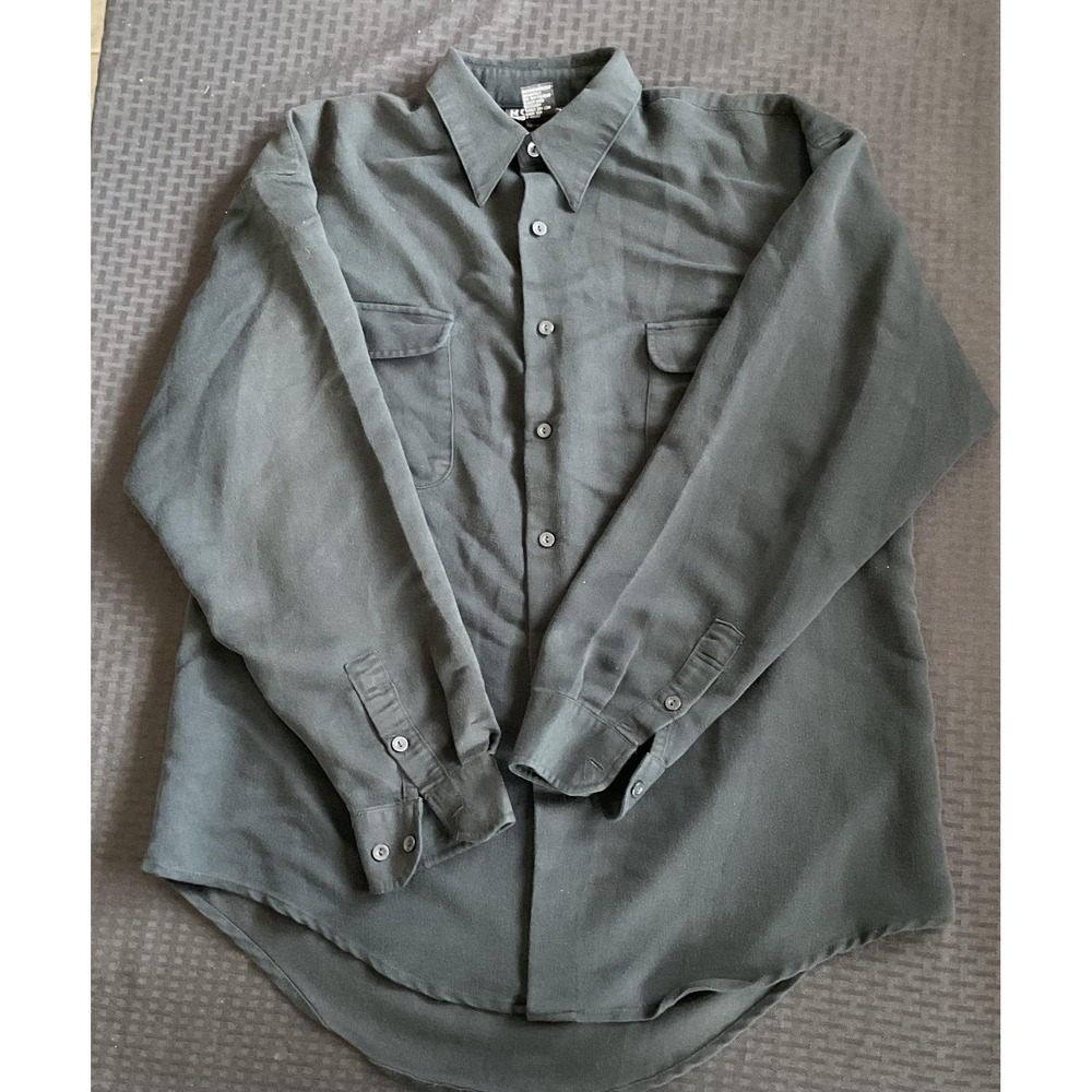 Montage Collection Shirt Mens Medium Black Long‎ Sleeve Button Up Pockets Casual